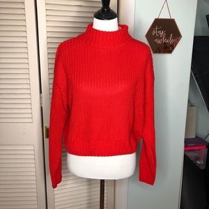 NWT H&M Red Cropped Turtleneck Sweater